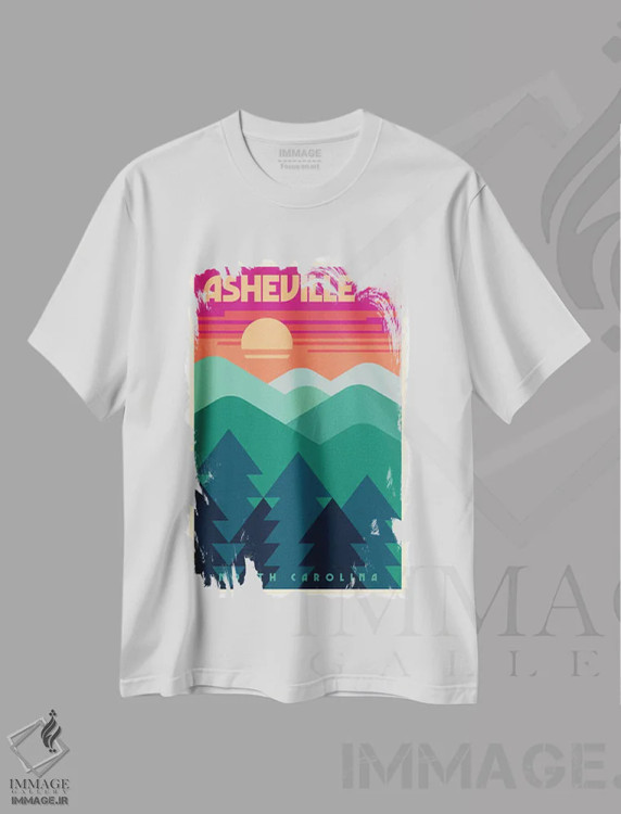 تیشرت سفید طرح دار پوستر مینیمال سفر اشویل، تزئینی اثر جیم زانیسر | immage.ir