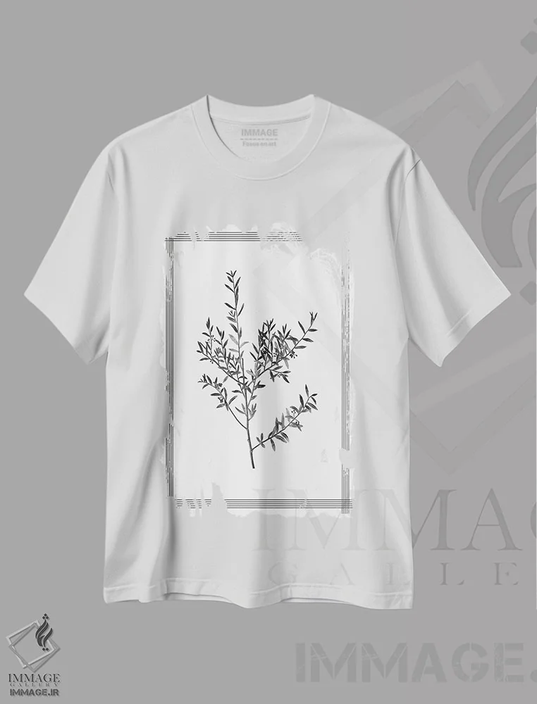 تیشرت سفید طرح دار فشرده، هنر تزئینی سیاه و سفید اثر کیمبرلی آلن | فروشگاه ایماژ