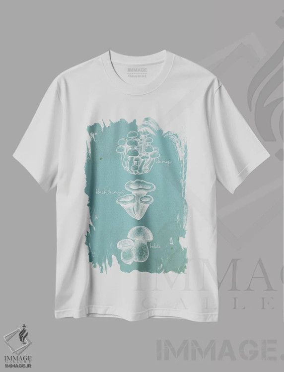تیشرت سفید طرح دار نوع قارچ، تزئینی اثر کیمبرلی آلن | فروشگاه ایماژ