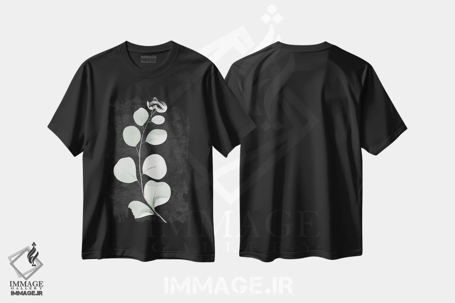 تیشرت مشکی طرح دار ساقه ها، هنر تزئینی سیاه و سفید اثر کیمبرلی آلن | فروشگاه ایماژ