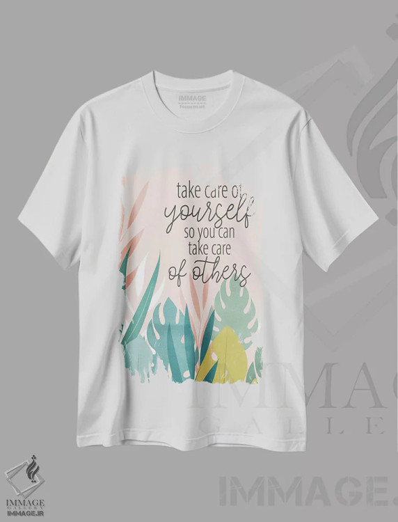 تیشرت سفید طرح دار مراقب خودت باش، دکور بوهمی اثر کیمبرلی آلن | immage.ir