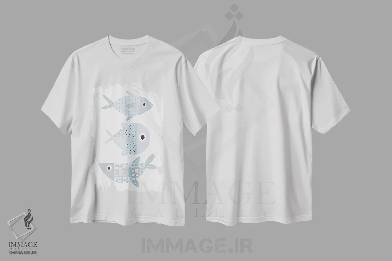تیشرت سفید طرح دار ماهی، هنر دیجیتال اثر کیمبرلی آلن | immage.ir