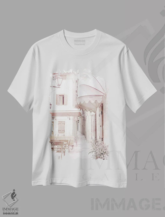 تیشرت سفید طرح دار نمای خیابان، هنر دیجیتال اثر کیمبرلی آلن | immage.ir