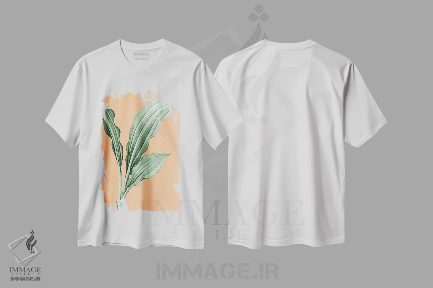 تیشرت سفید طرح دار نخل روی نارنجی، تزئینی اثر کیمبرلی آلن | immage.ir