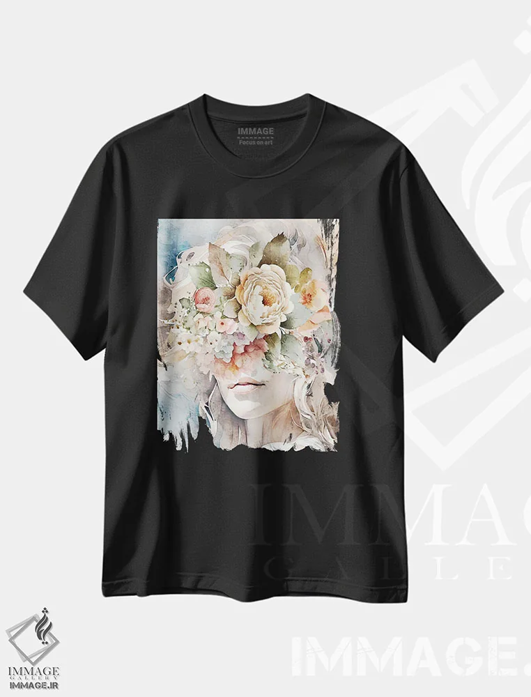 تیشرت مشکی طرح دار ملایم، دکور بوهمی اثر کیمبرلی آلن | فروشگاه ایماژ