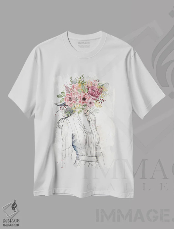 تیشرت سفید طرح دار زیبایی گل ها، تزئینی اثر کیمبرلی آلن | immage.ir