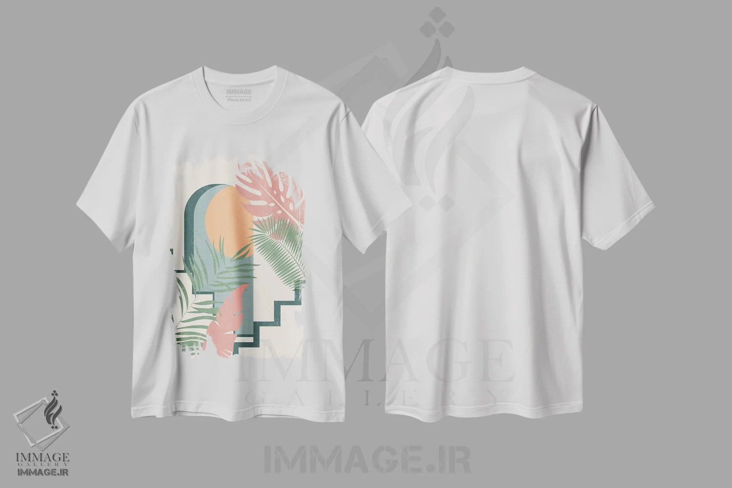 تیشرت سفید طرح دار بالا رفتن از پله ها، تزئینی اثر کیمبرلی آلن | فروشگاه ایماژ