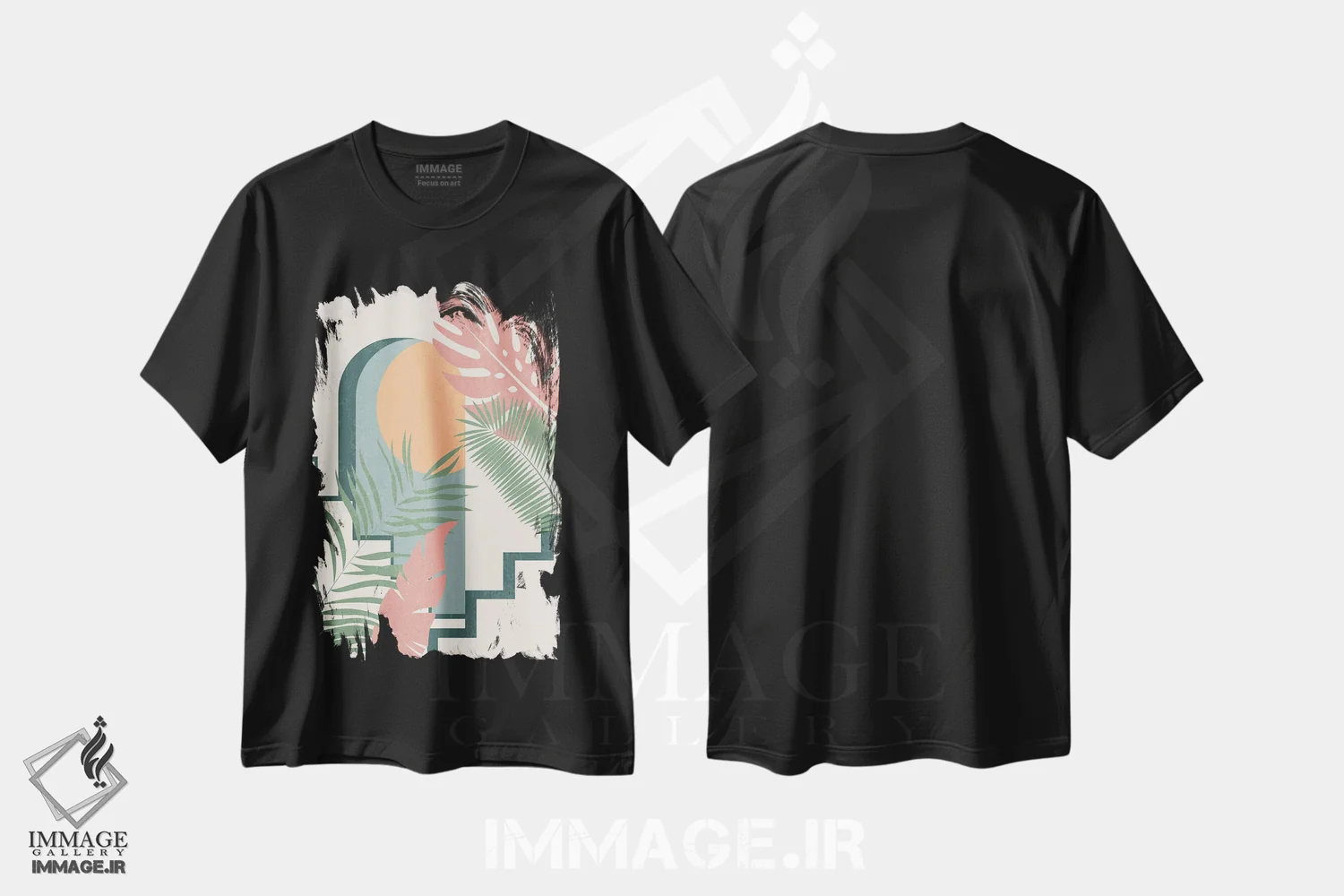 تیشرت مشکی طرح دار بالا رفتن از پله ها، تزئینی اثر کیمبرلی آلن | immage.ir