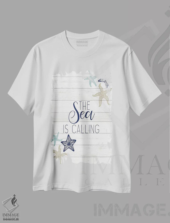 تیشرت سفید طرح دار دریا III، دکور ساحلی اثر کیمبرلی آلن | فروشگاه ایماژ