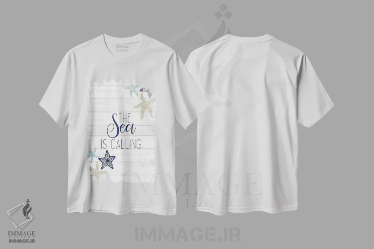 تیشرت سفید طرح دار دریا III، دکور ساحلی اثر کیمبرلی آلن | فروشگاه ایماژ