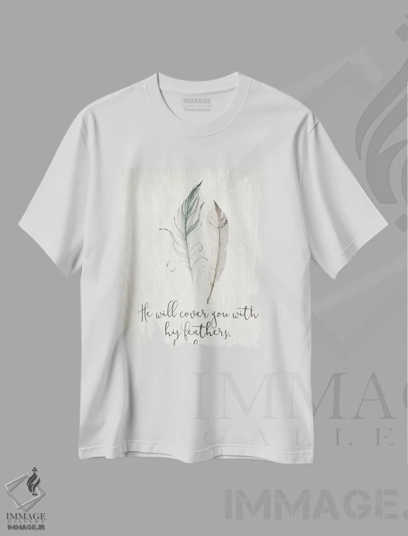 تیشرت سفید طرح دار پرهای او I، تزئینی اثر کیمبرلی آلن | immage.ir