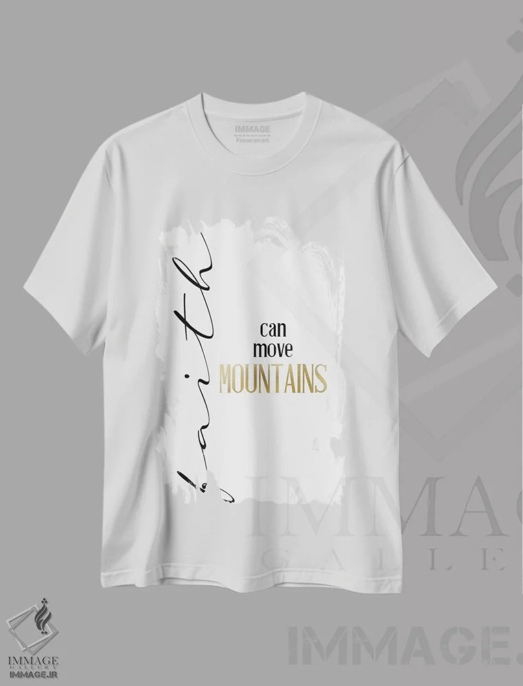 تیشرت سفید طرح دار ایمان کوهستانی، تزئینی اثر کیمبرلی آلن | immage.ir