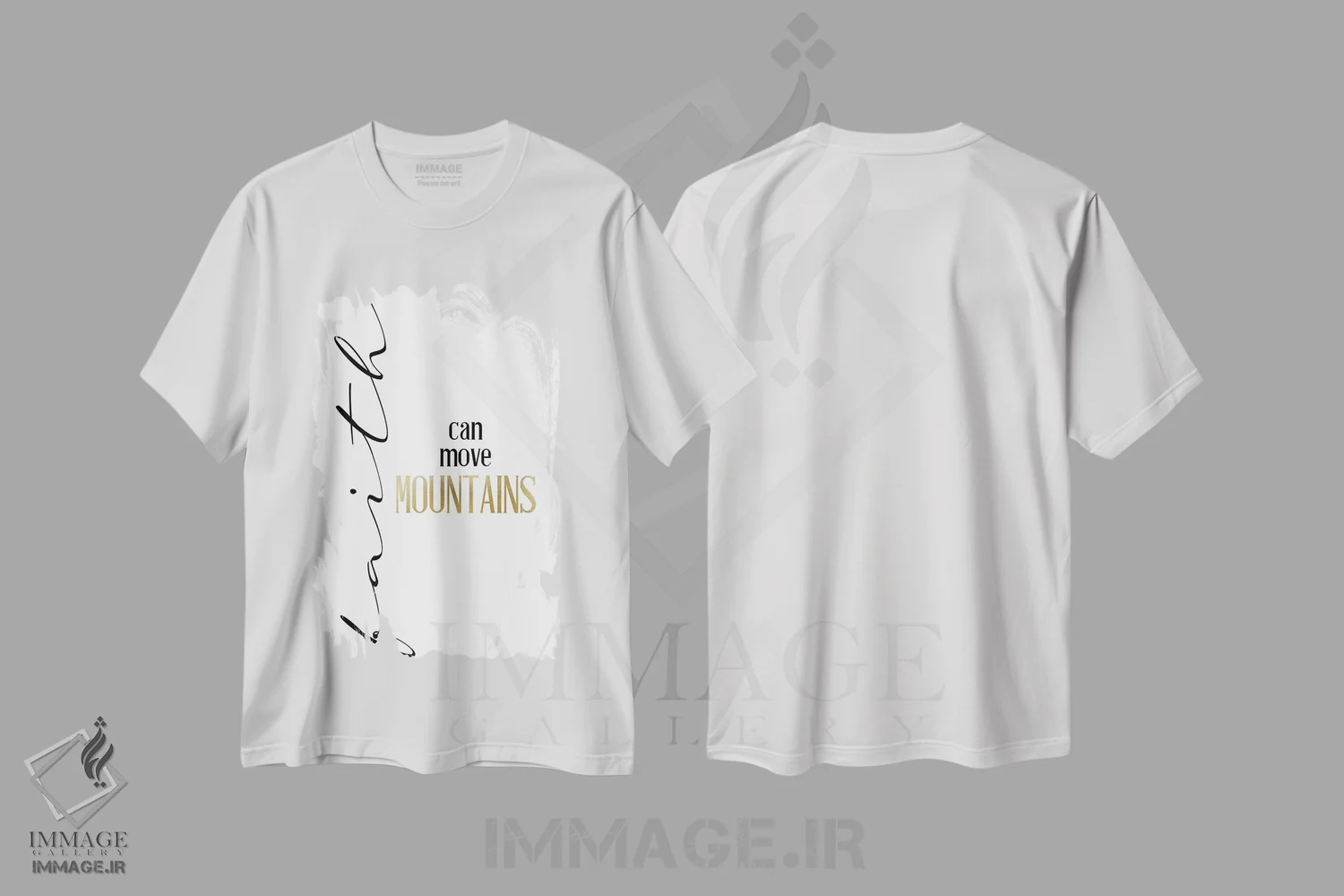 تیشرت سفید طرح دار ایمان کوهستانی، تزئینی اثر کیمبرلی آلن | immage.ir