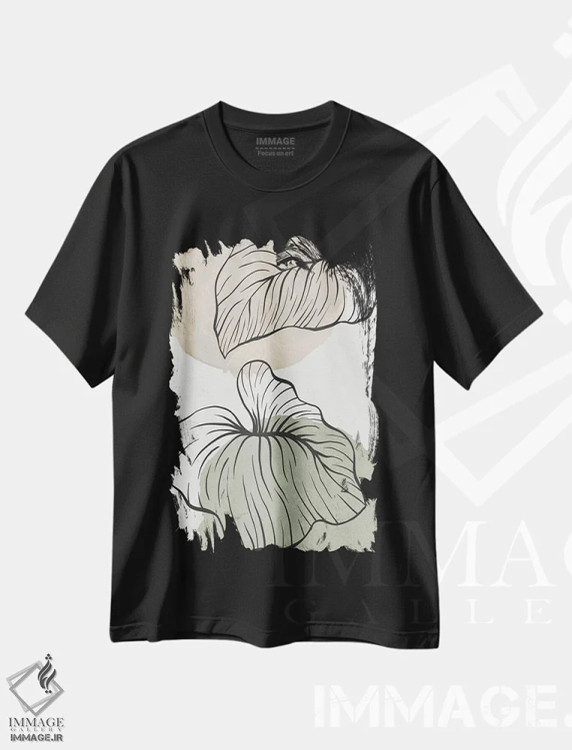 تیشرت مشکی طرح دار ارگانیک های نخل ۲، تزئینی اثر کیمبرلی آلن | immage.ir