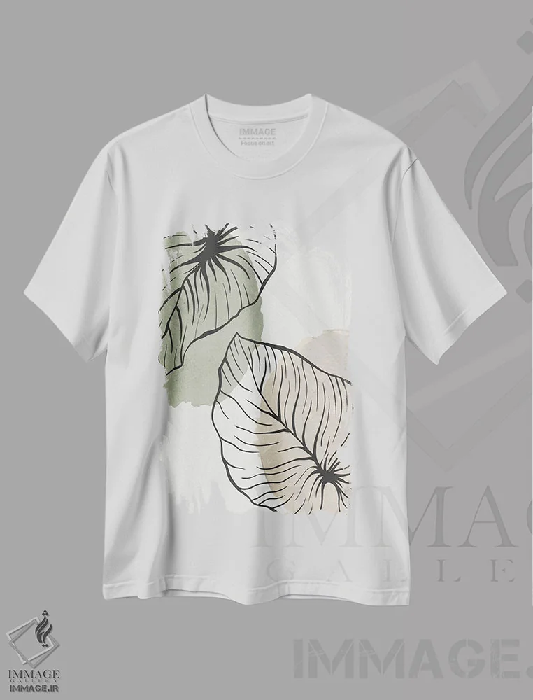 تیشرت سفید طرح دار ارگانیک های نخل ۱، تزئینی اثر کیمبرلی آلن | immage.ir