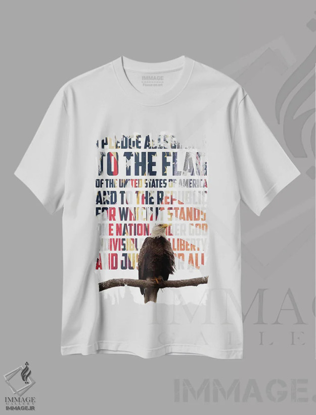تیشرت سفید طرح دار سوگند وفاداری، دکور آمریکایی اثر کتی منسفیلد | فروشگاه ایماژ