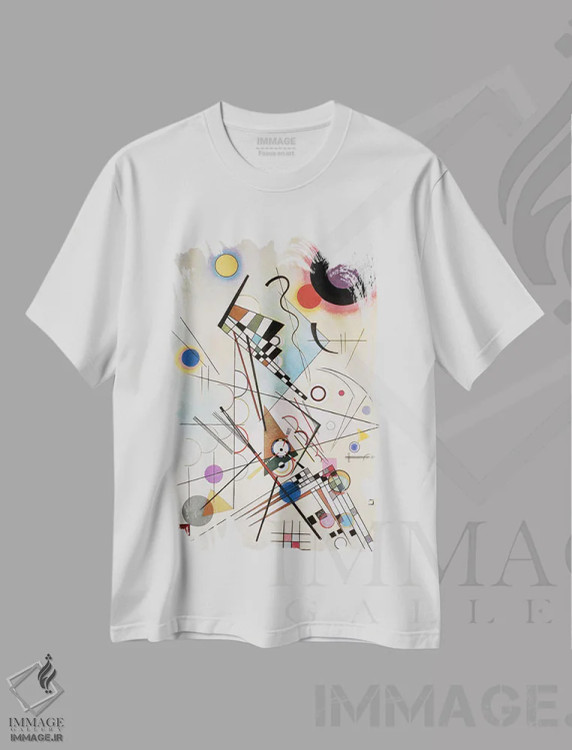 تیشرت سفید طرح دار 1923,ترکیب ۸، ۱۹۲۳، آبستره اثر واسیلی کاندینسکی | فروشگاه ایماژ