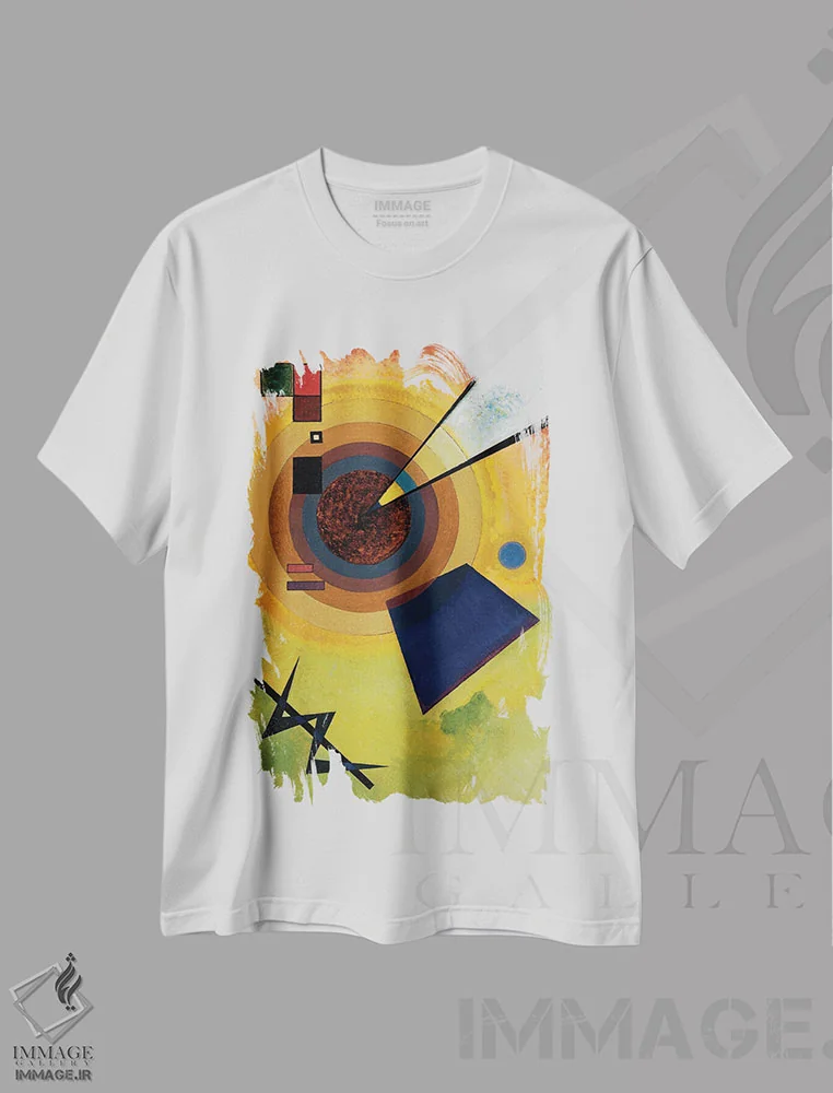 تیشرت سفید طرح دار 1925,سبز و قرمز، ۱۹۲۵، آبستره اثر واسیلی کاندینسکی | فروشگاه ایماژ
