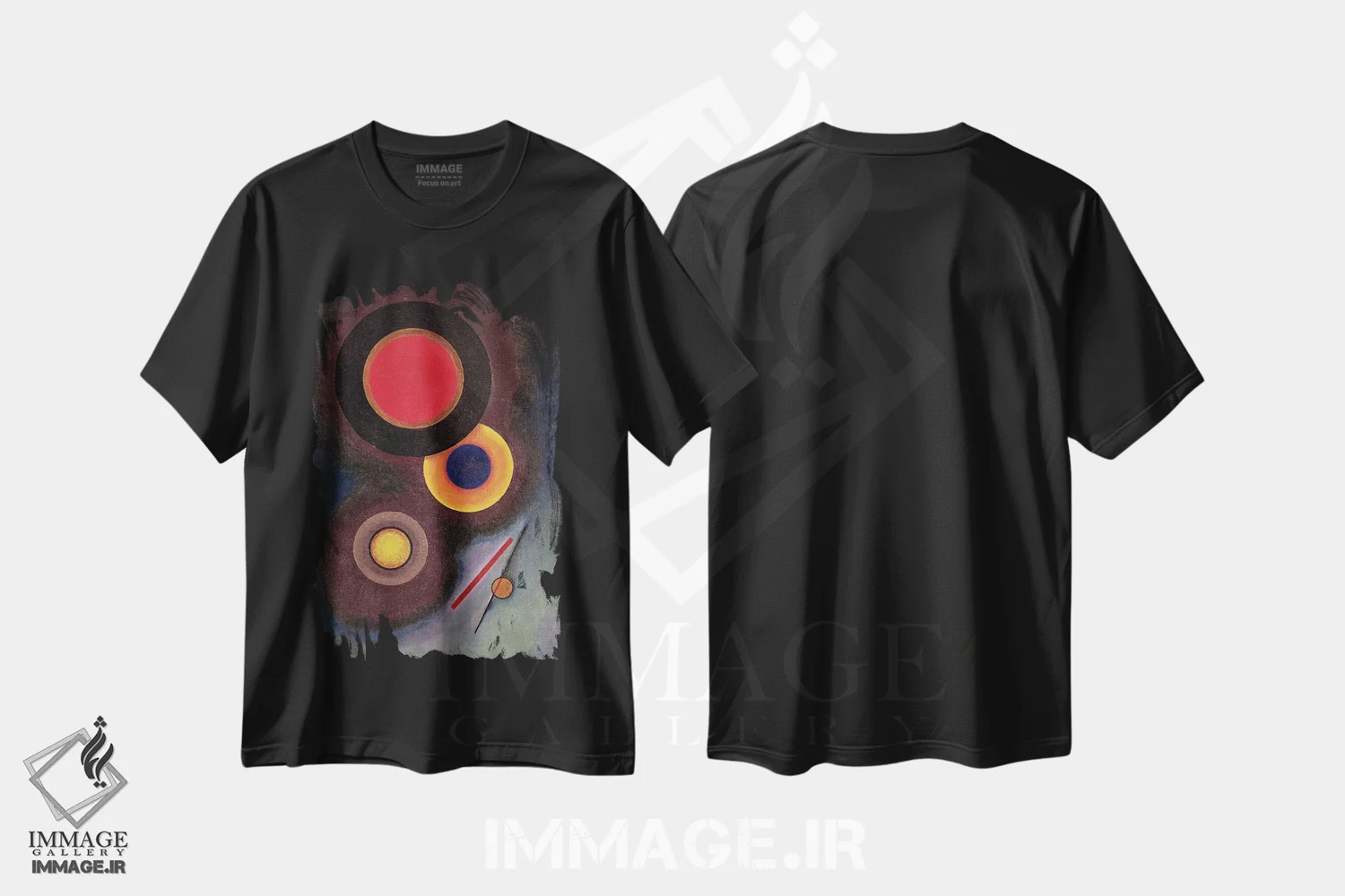 تیشرت مشکی طرح دار 1926,ترکیب با دایره و خط، ۱۹۲۶، آبستره اثر واسیلی کاندینسکی | فروشگاه ایماژ