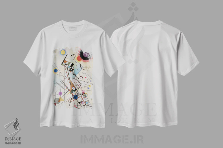 تیشرت سفید طرح دار 1923,ترکیب ۸، ۱۹۲۳، آبستره اثر واسیلی کاندینسکی | فروشگاه ایماژ
