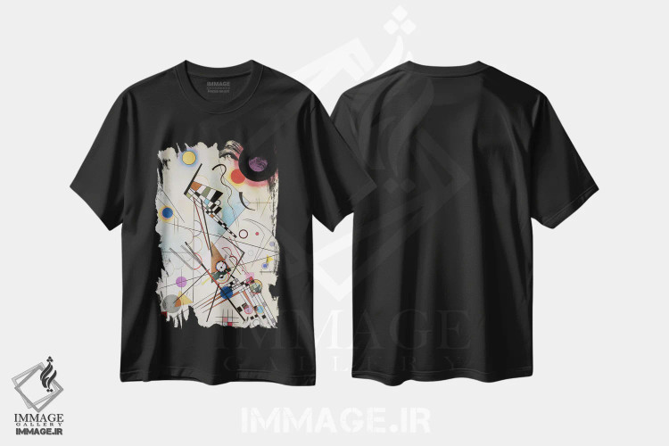 تیشرت مشکی طرح دار 1923,ترکیب ۸، ۱۹۲۳، آبستره اثر واسیلی کاندینسکی | immage.ir