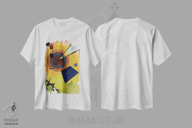 تیشرت سفید طرح دار 1925,سبز و قرمز، ۱۹۲۵، آبستره اثر واسیلی کاندینسکی | فروشگاه ایماژ