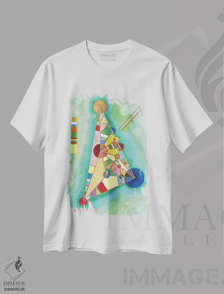تیشرت سفید طرح دار 1927,مثلث چندرنگ، ۱۹۲۷، آبستره اثر واسیلی کاندینسکی | immage.ir