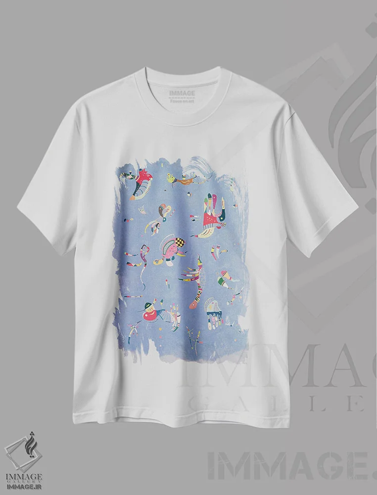 تیشرت سفید طرح دار 1940,آبی آسمانی، ۱۹۴۰، آبستره اثر واسیلی کاندینسکی | immage.ir