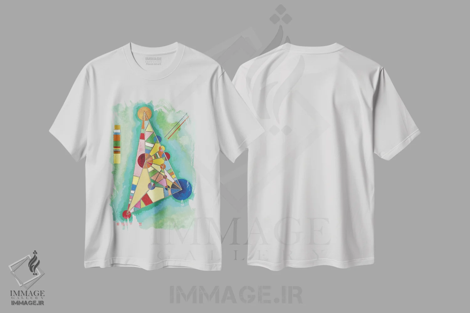 تیشرت سفید طرح دار 1927,مثلث چندرنگ، ۱۹۲۷، آبستره اثر واسیلی کاندینسکی | immage.ir