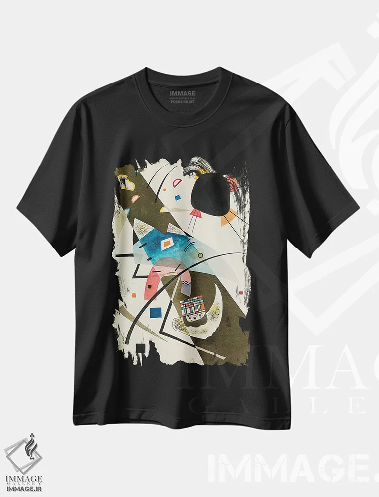 تیشرت مشکی طرح دار 1923,دو لکه سیاه، ۱۹۲۳، آبستره اثر واسیلی کاندینسکی | immage.ir