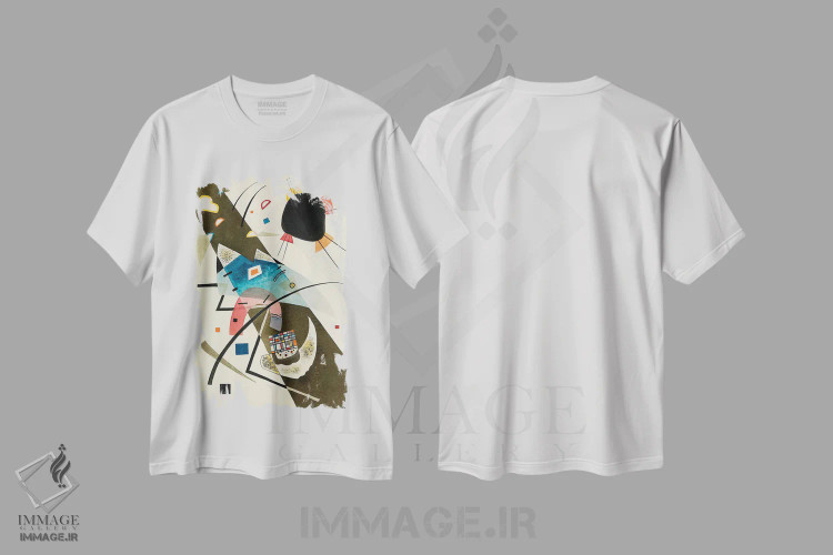تیشرت سفید طرح دار 1923,دو لکه سیاه، ۱۹۲۳، آبستره اثر واسیلی کاندینسکی | فروشگاه ایماژ