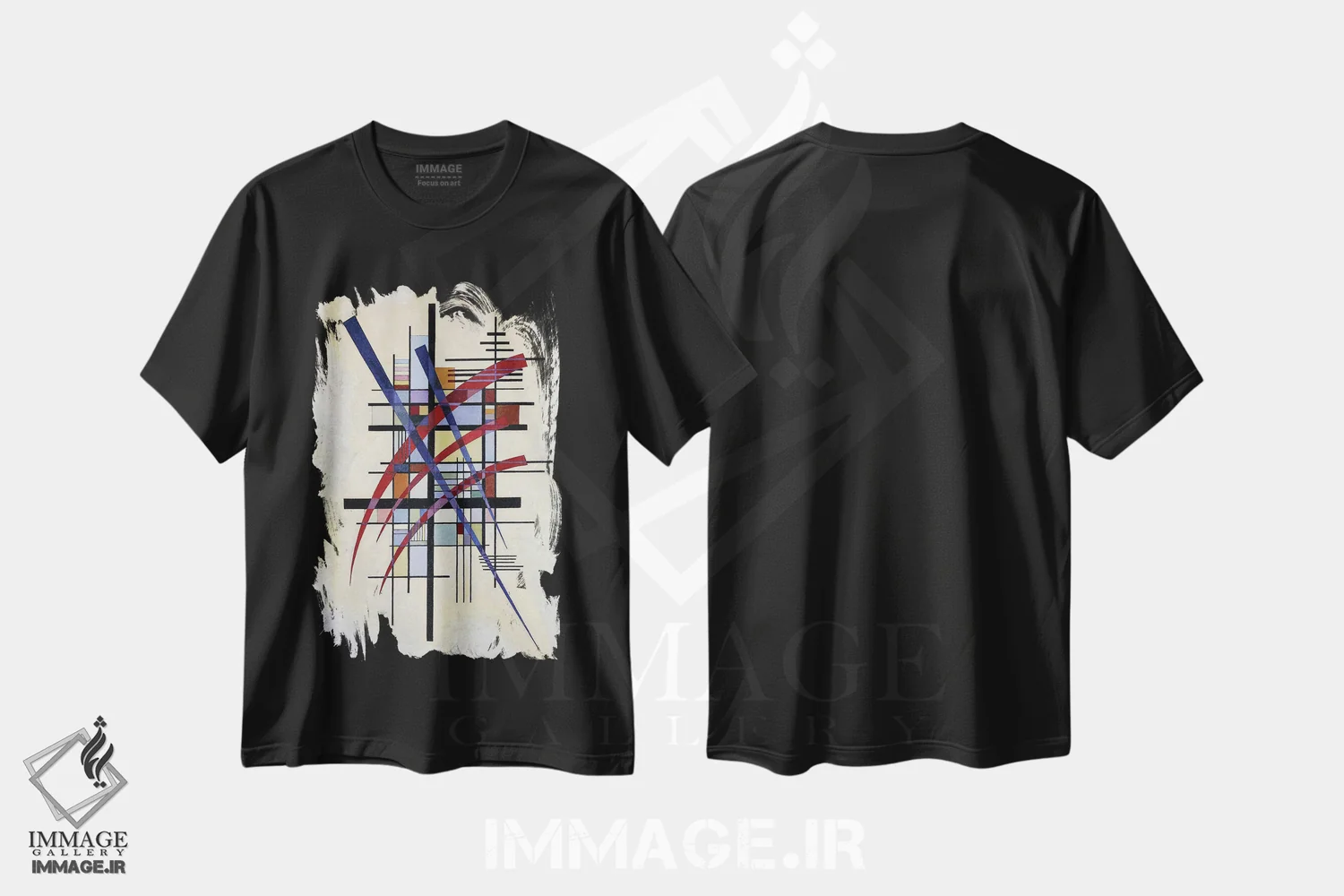 تیشرت مشکی طرح دار 1927,نشانه با همراهی، ۱۹۲۷، آبستره اثر واسیلی کاندینسکی | فروشگاه ایماژ