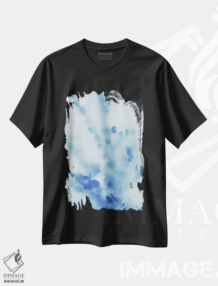 تیشرت مشکی طرح دار گل های دشت مه آلود شماره ۳، آبستره اثر کاترینا کراوِن | immage.ir