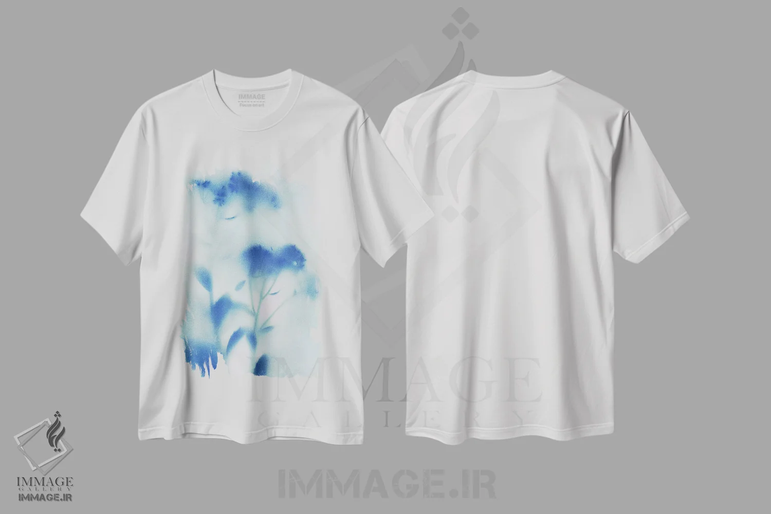 تیشرت سفید طرح دار گل های دشت مه آلود شماره ۱، آبستره اثر کاترینا کراوِن | immage.ir