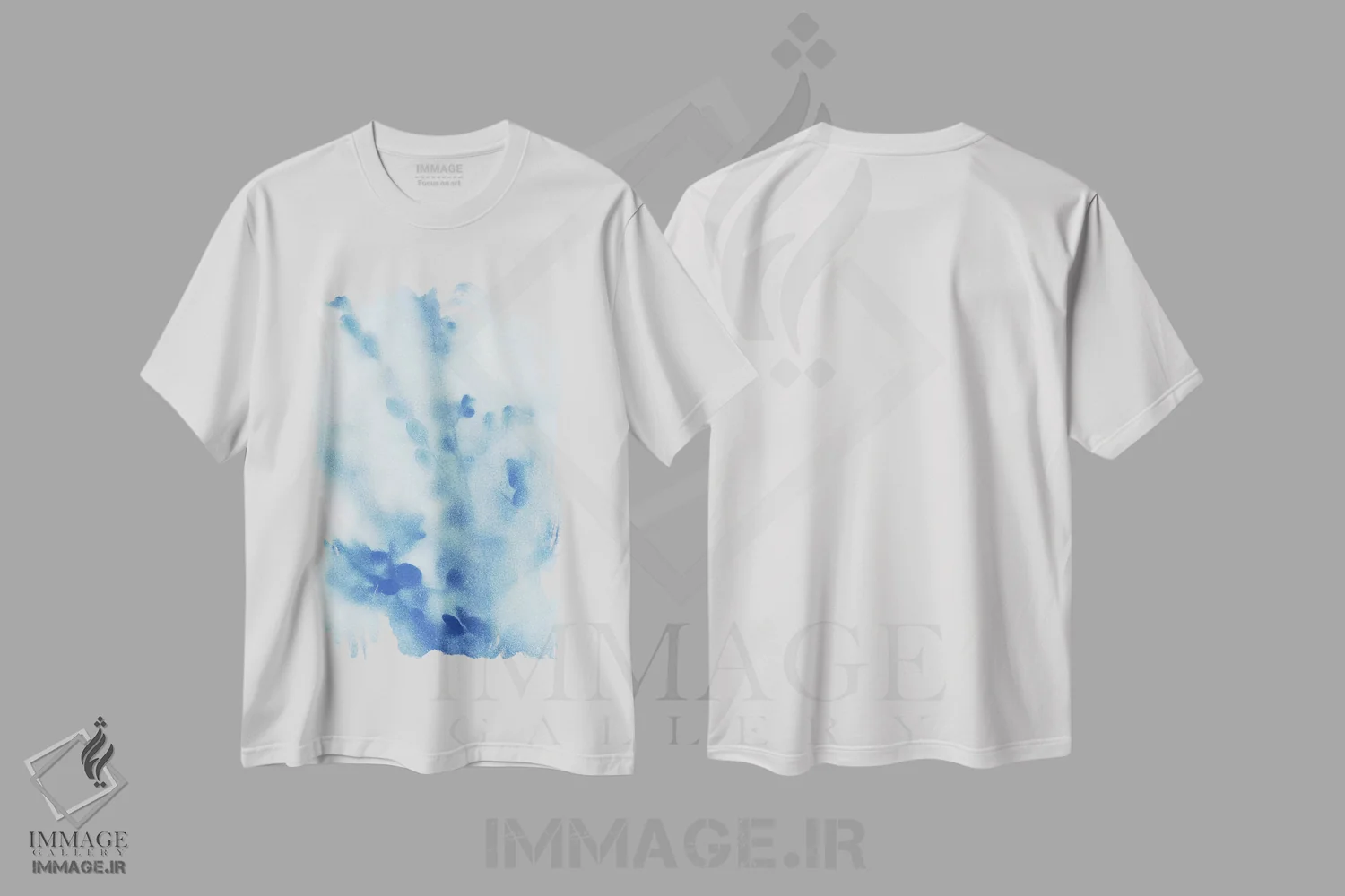 تیشرت سفید طرح دار گل های دشت مه آلود شماره ۳، آبستره اثر کاترینا کراوِن | فروشگاه ایماژ