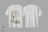 تیشرت سفید طرح دار شکوفه های گیلاس شماره ۱، دکور معاصر اثر کاترینا کراوِن | immage.ir