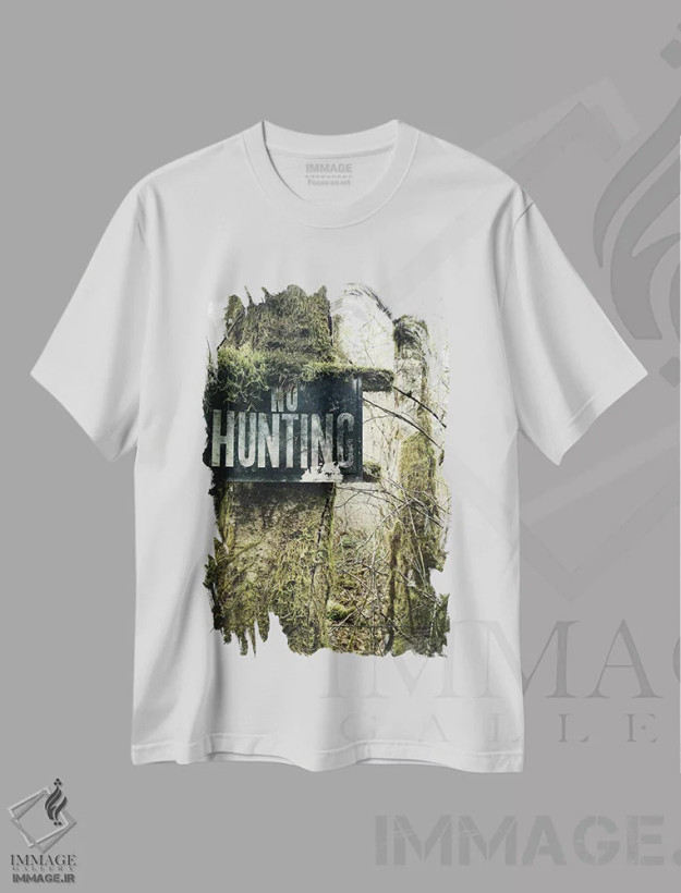 تیشرت سفید طرح دار شکار ممنوع، مدیوم اثر کالی ویلسون | فروشگاه ایماژ