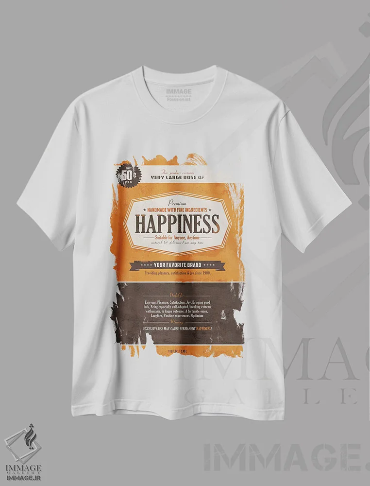 تیشرت سفید طرح دار خوشبختی، هنر فاخر معاصر اثر استر کی | immage.ir