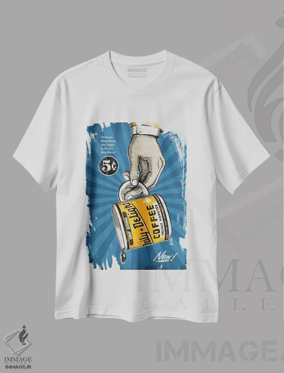 تیشرت سفید طرح دار شاد تا آخرین قطره، هنر فاخر معاصر اثر استر کی | فروشگاه ایماژ
