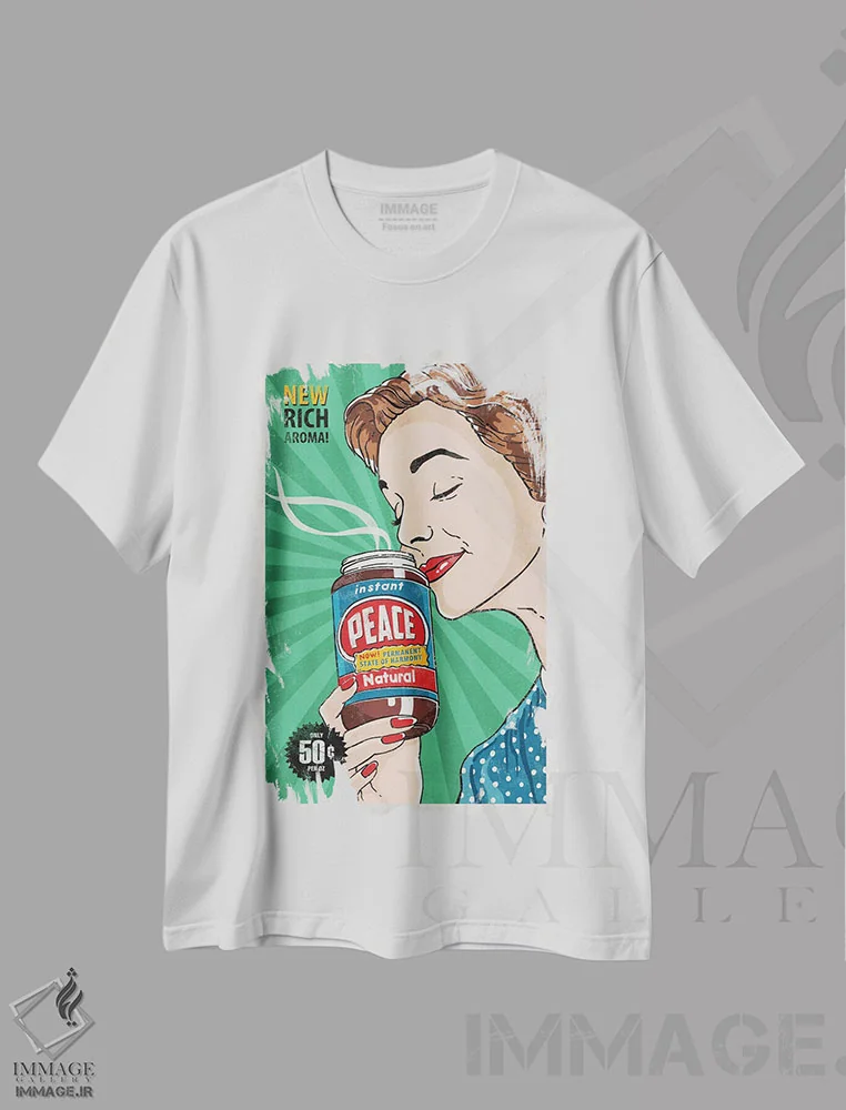 تیشرت سفید طرح دار آرامش فوری، هنر فاخر معاصر اثر استر کی | immage.ir