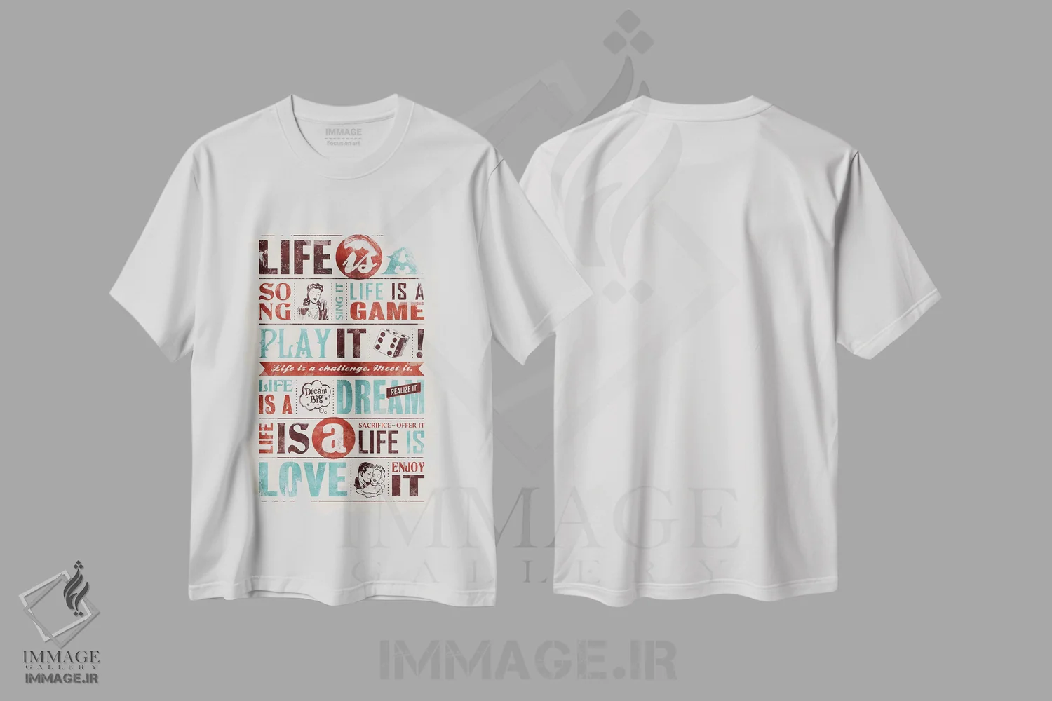 تیشرت سفید طرح دار زندگی یعنی، هنر فاخر معاصر اثر استر کی | immage.ir