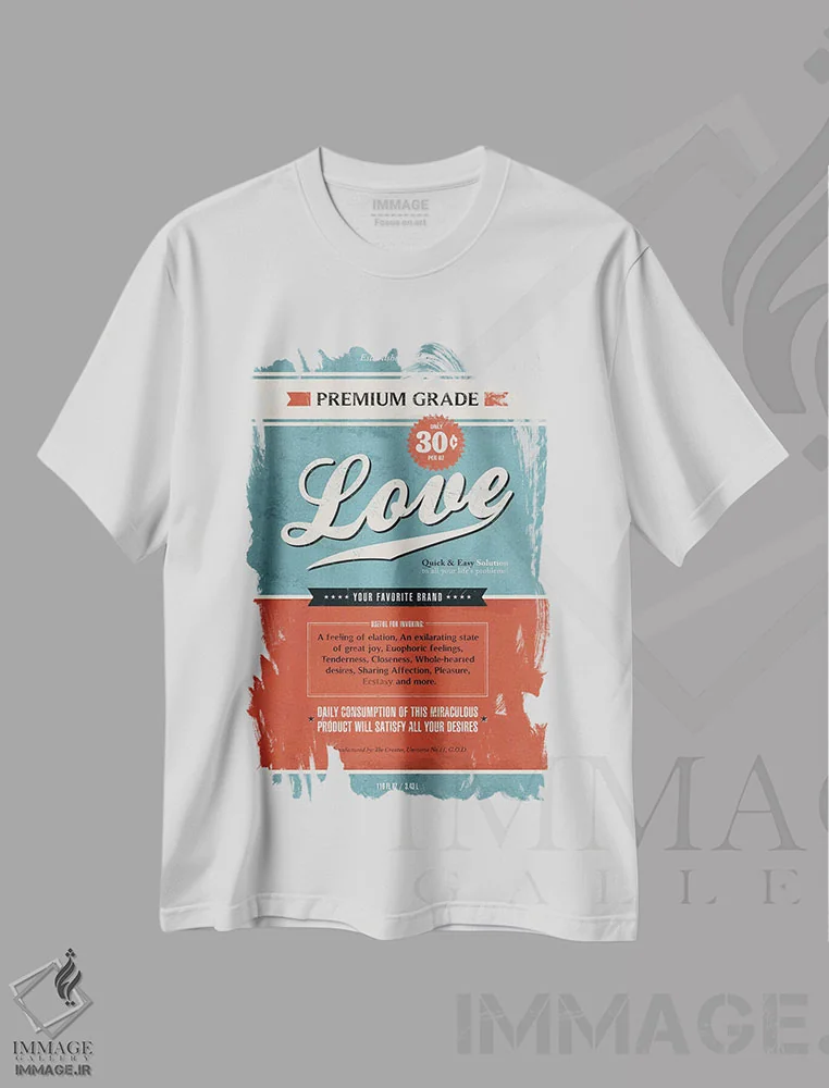 تیشرت سفید طرح دار عشق، هنر فاخر معاصر اثر استر کی | immage.ir