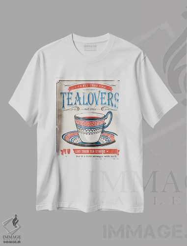 تیشرت سفید طرح دار دوستداران چای، هنر فاخر معاصر اثر استر کی | فروشگاه ایماژ