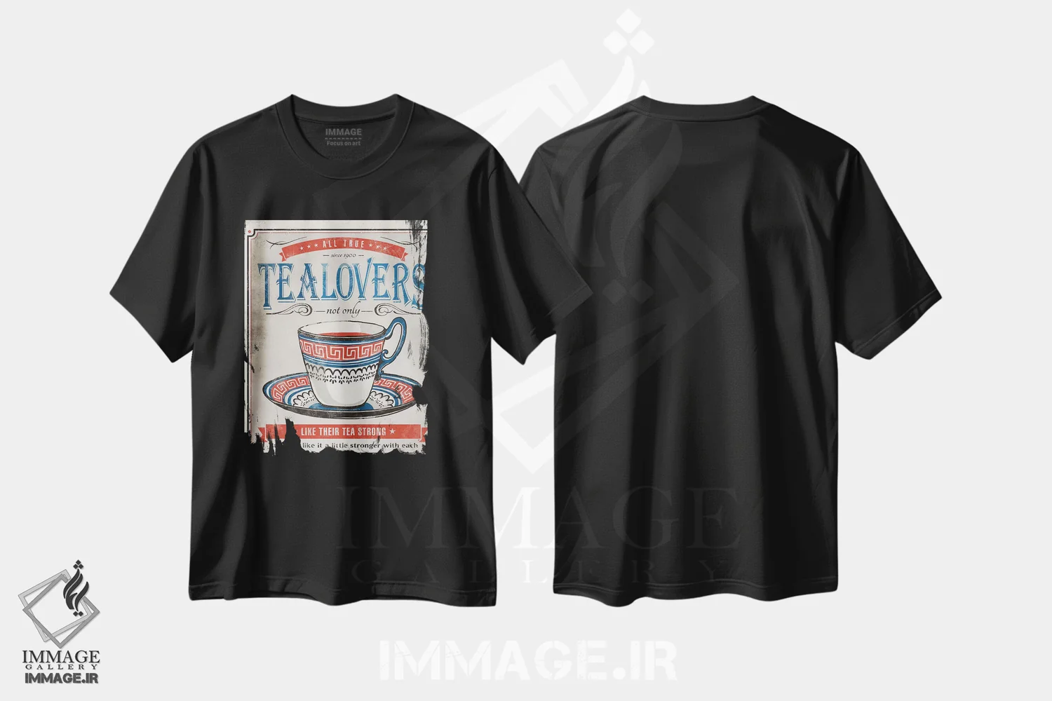 تیشرت مشکی طرح دار دوستداران چای، هنر فاخر معاصر اثر استر کی | immage.ir