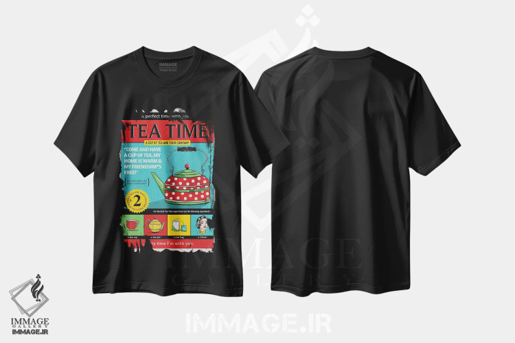 تیشرت مشکی طرح دار وقت چای، هنر فاخر معاصر اثر استر کی | immage.ir
