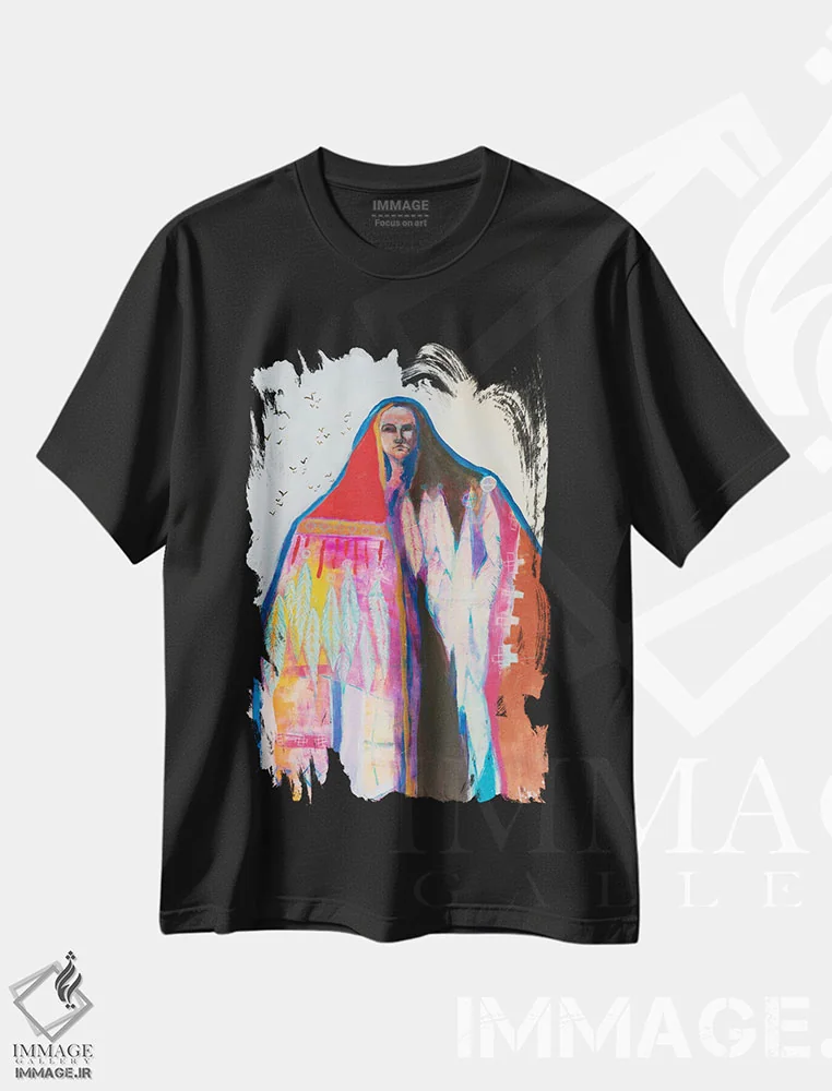 تیشرت مشکی طرح دار گفتگو با پرندگان، دکور معاصر اثر کری مک کیب | فروشگاه ایماژ