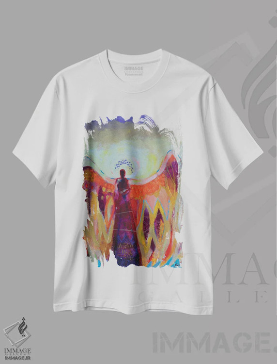 تیشرت سفید طرح دار در شعله های رحمت، مدیوم اثر کری مک کیب | immage.ir