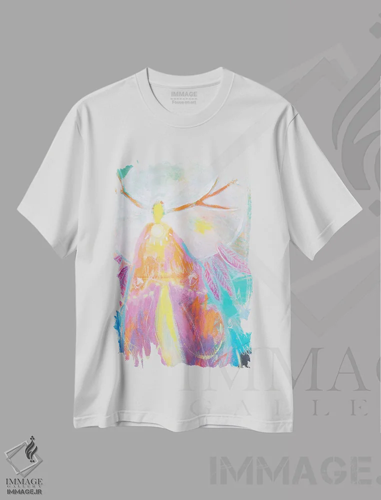 تیشرت سفید طرح دار راهنمایم باش تا سوی نور، تزئینی اثر کری مک کیب | فروشگاه ایماژ