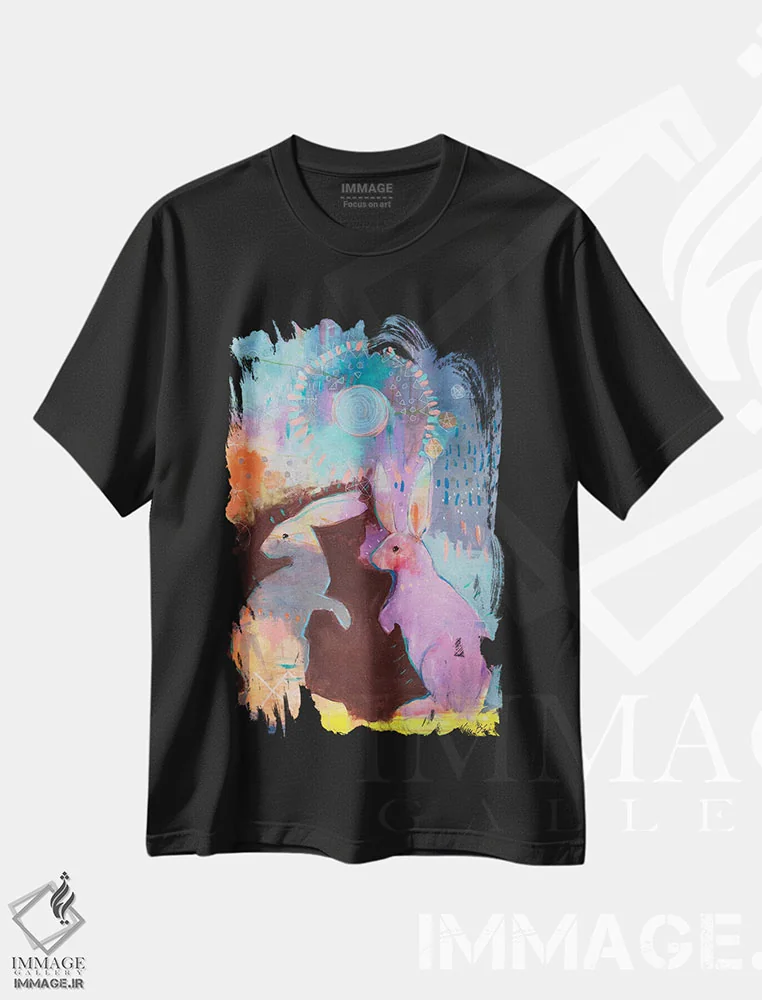 تیشرت مشکی طرح دار جادوی خرگوش اثر کری مک کیب | فروشگاه ایماژ