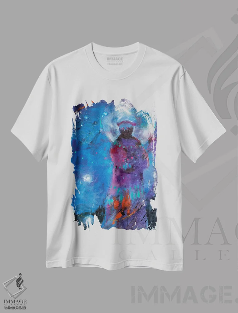 تیشرت سفید طرح دار ماه خرسی اثر کری مک کیب | فروشگاه ایماژ